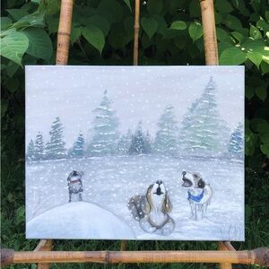 Sing-A-Long With The Hounds Oil Painting Original Art Dogs